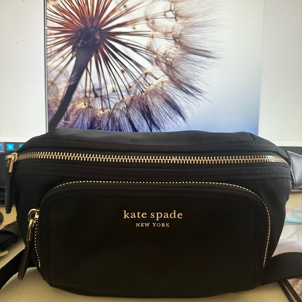 Kate Spade Black Belt Bag with gold Accents